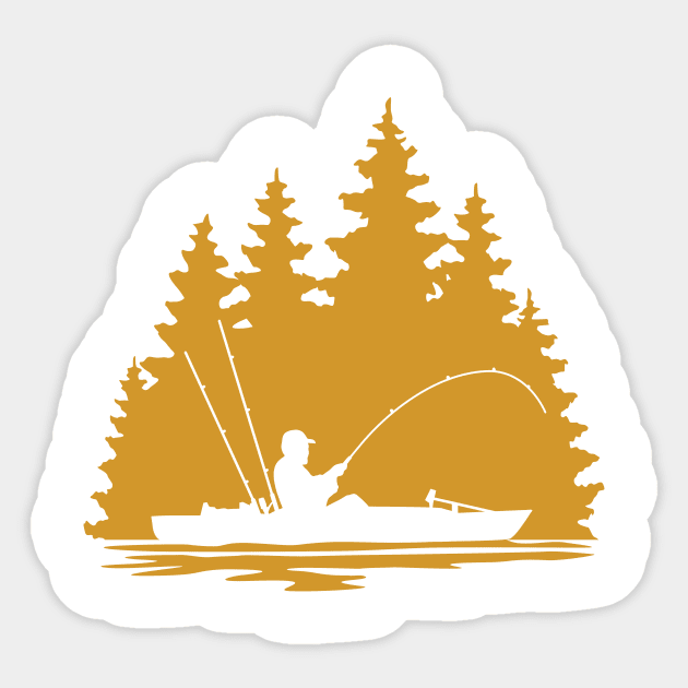 Kayak Fisherman Rural Lake Scene Silhouette Sticker by SAMMO